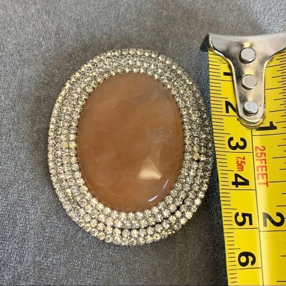 Oval rhinestone trim costume jewellery brooch pin - Picture 4 of 6